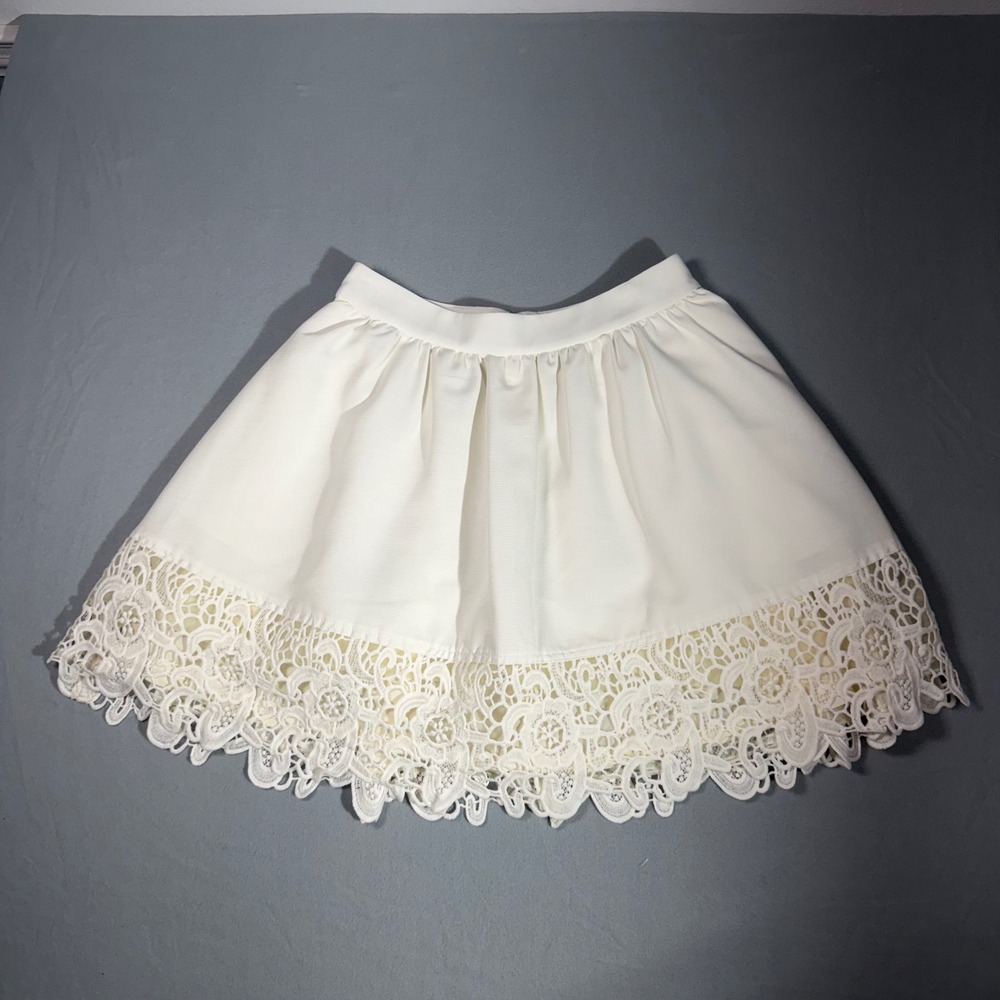Express Lace Mini Skirt Womens 6 White Coquette Romantic Balletcore